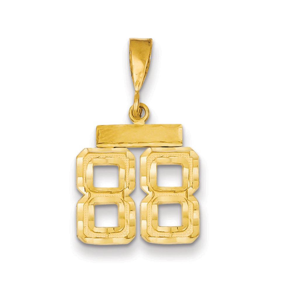 14k Yellow Gold, Varsity Collection, Small D/C Pendant Number 88, Item P10408-88 by The Black Bow Jewelry Co.