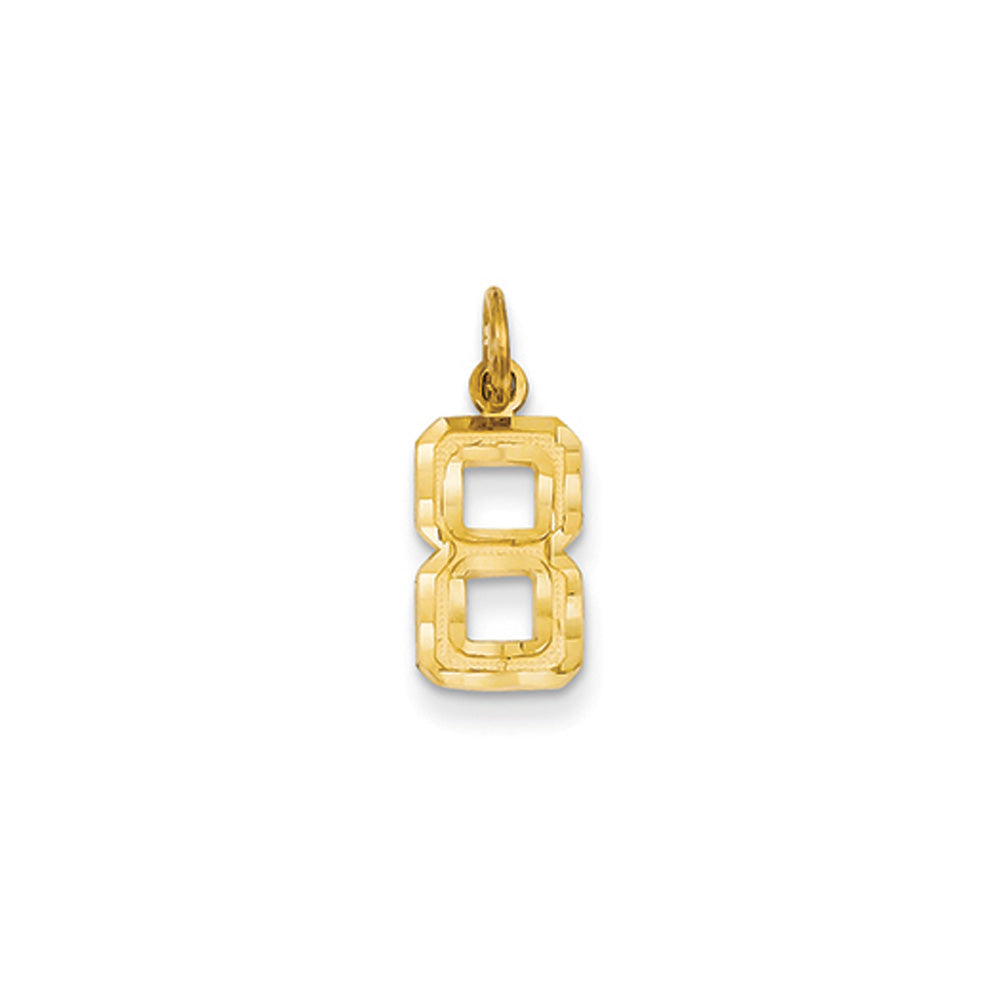 14k Yellow Gold, Varsity Collection, Small D/C Pendant Number 8, Item P10408-8 by The Black Bow Jewelry Co.