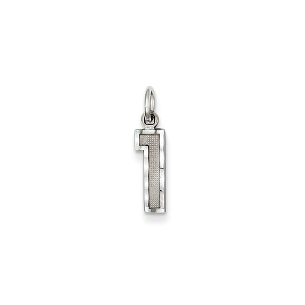 14k White Gold, Varsity Collection, Small D/C Pendant, Number 1, Item P10409-1 by The Black Bow Jewelry Co.