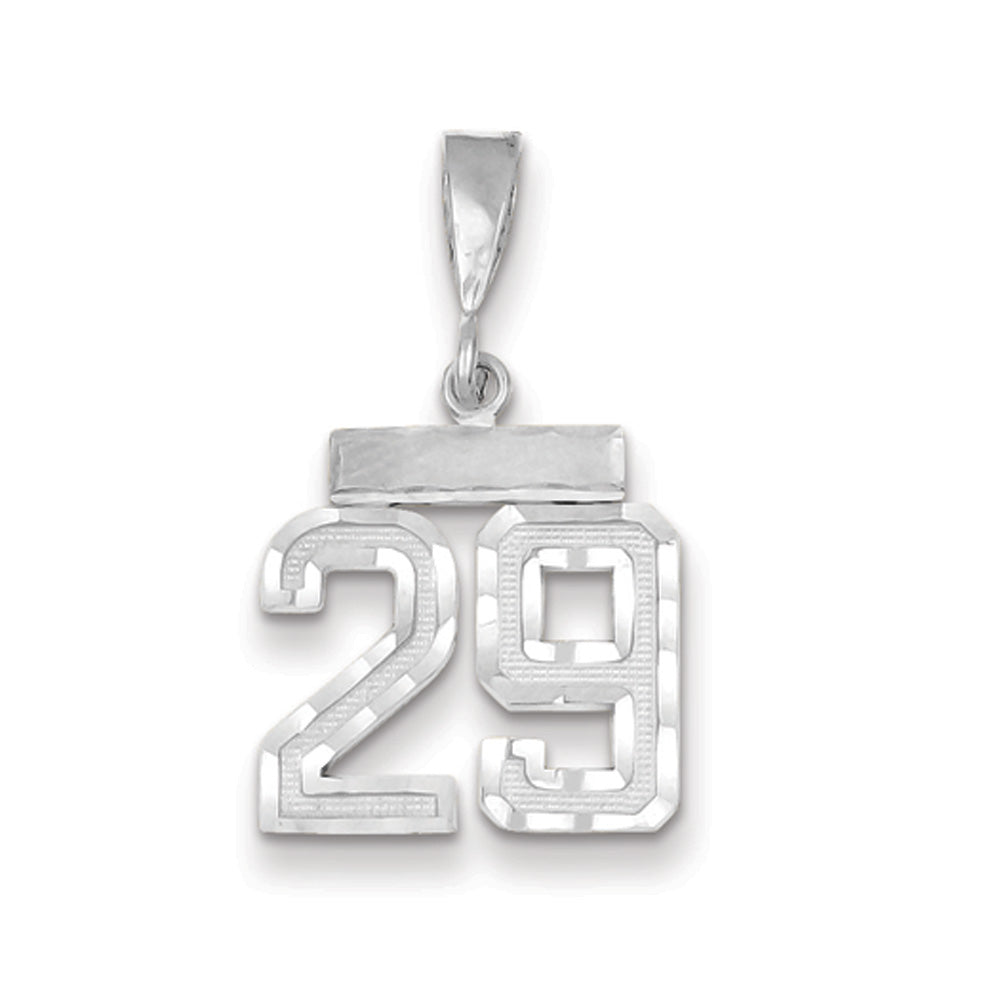 14k White Gold, Varsity Collection, Small D/C Pendant, Number 29, Item P10409-29 by The Black Bow Jewelry Co.