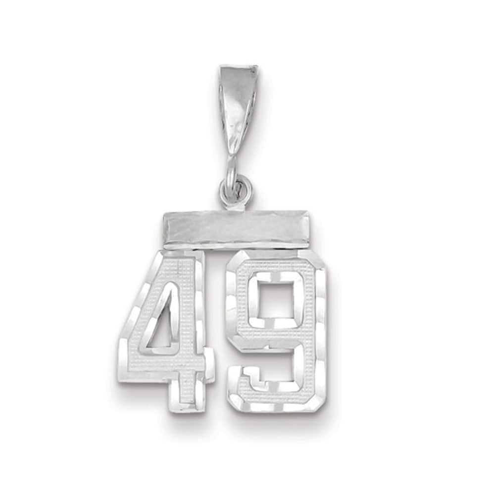 14k White Gold, Varsity Collection, Small D/C Pendant, Number 49, Item P10409-49 by The Black Bow Jewelry Co.