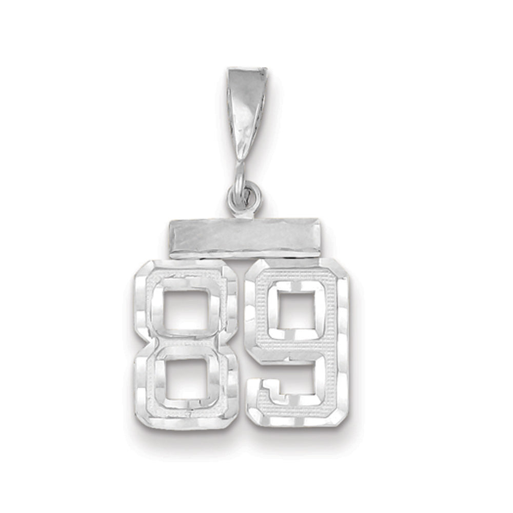 14k White Gold, Varsity Collection, Small D/C Pendant, Number 89, Item P10409-89 by The Black Bow Jewelry Co.