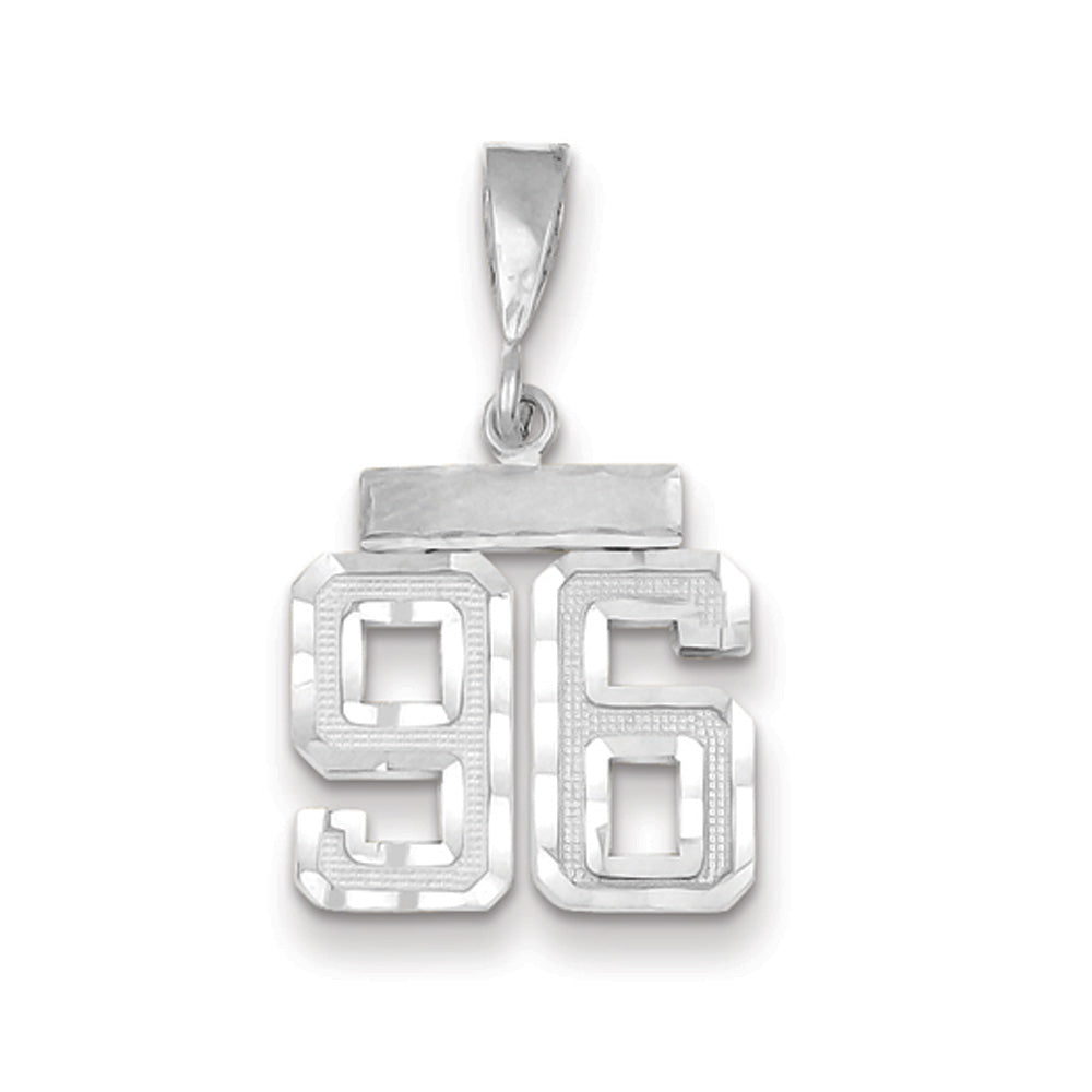 14k White Gold, Varsity Collection, Small D/C Pendant, Number 96, Item P10409-96 by The Black Bow Jewelry Co.