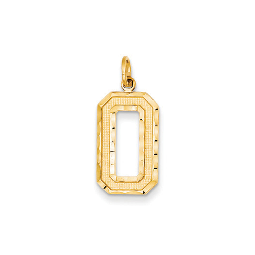 14k Yellow Gold, Varsity Collection, Large D/C Pendant Number 0, Item P10411-0 by The Black Bow Jewelry Co.
