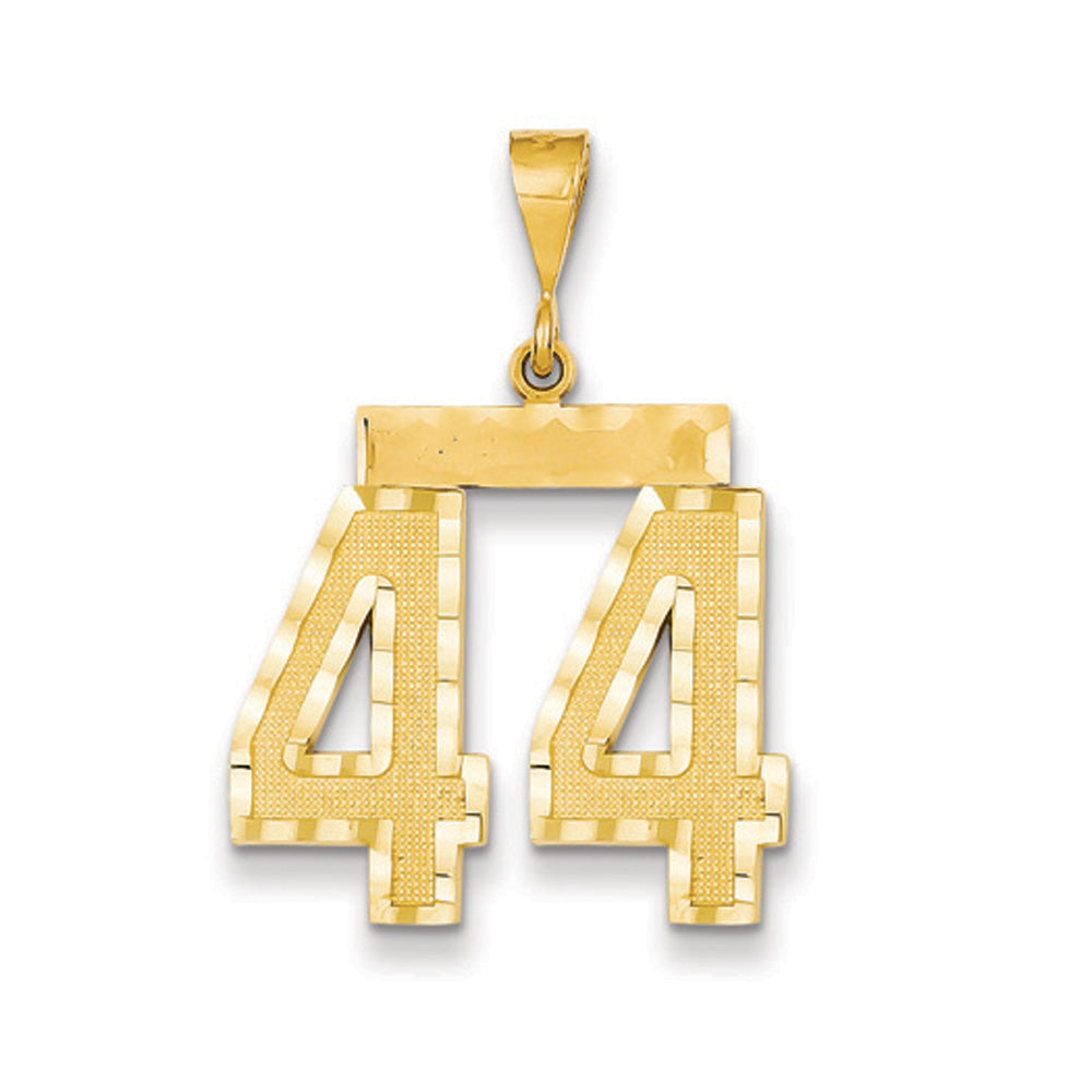 14k Yellow Gold, Varsity Collection, Large D/C Pendant Number 44, Item P10411-44 by The Black Bow Jewelry Co.