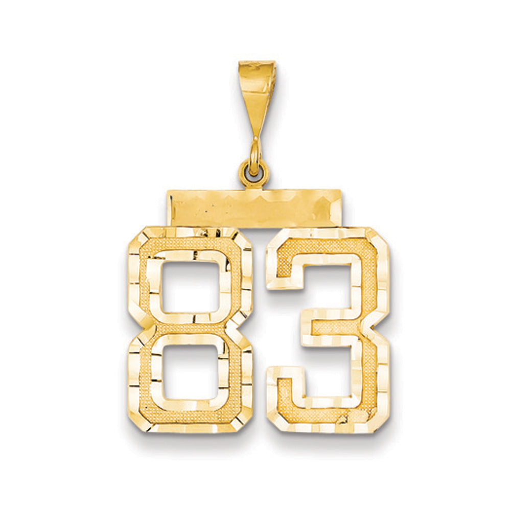 14k Yellow Gold, Varsity Collection, Large D/C Pendant Number 83, Item P10411-83 by The Black Bow Jewelry Co.