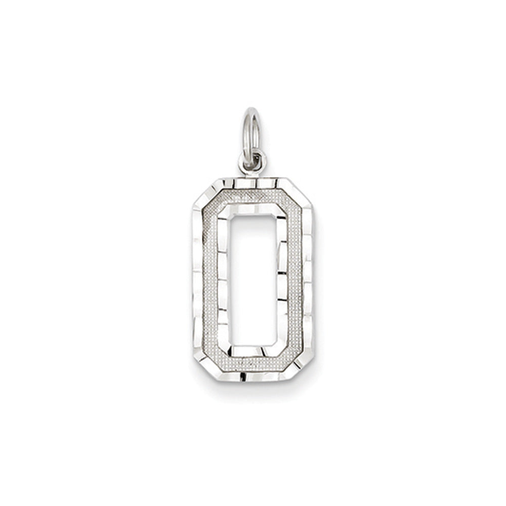 14k White Gold, Varsity Collection, Large D/C Pendant, Number 0, Item P10412-0 by The Black Bow Jewelry Co.