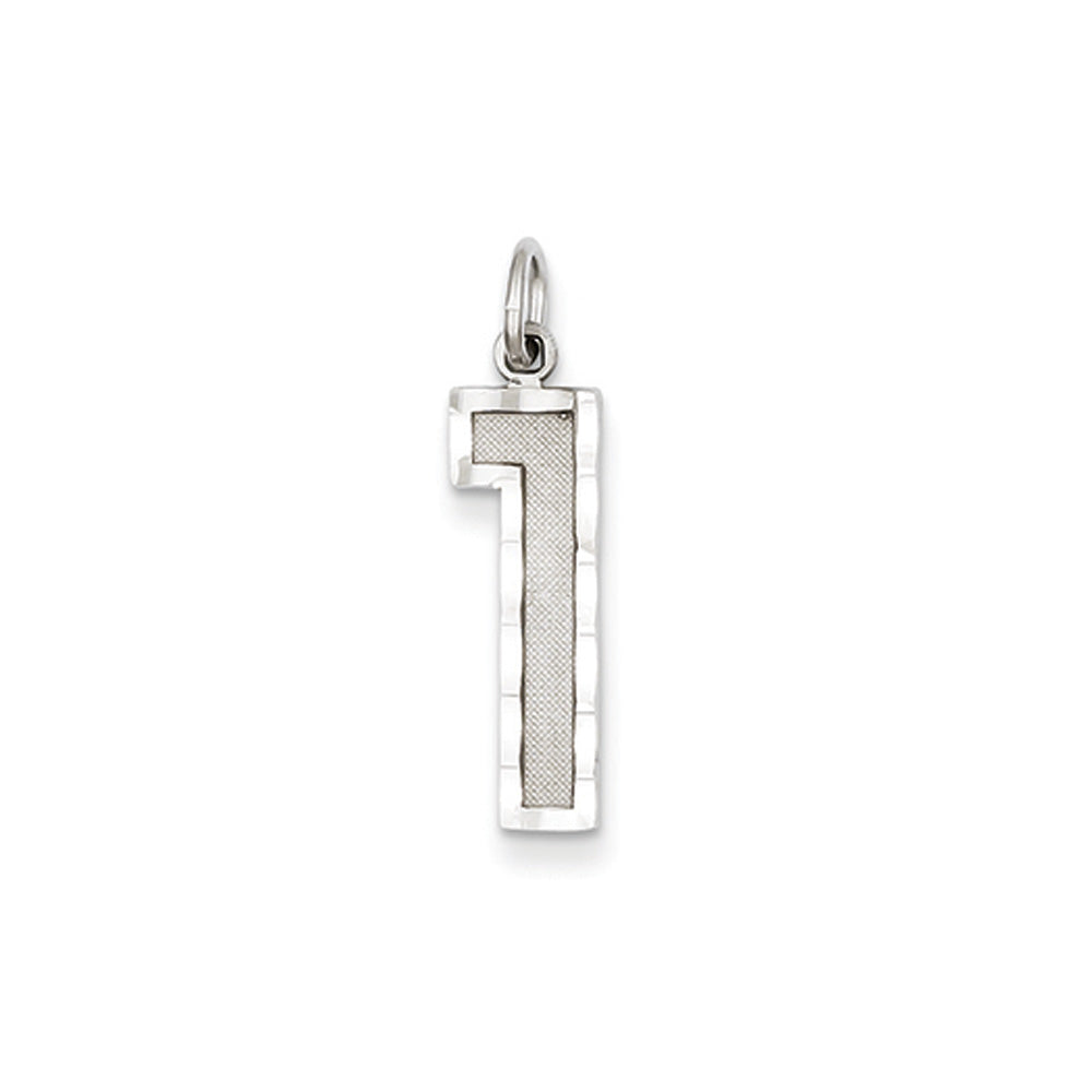 14k White Gold, Varsity Collection, Large D/C Pendant, Number 1, Item P10412-1 by The Black Bow Jewelry Co.