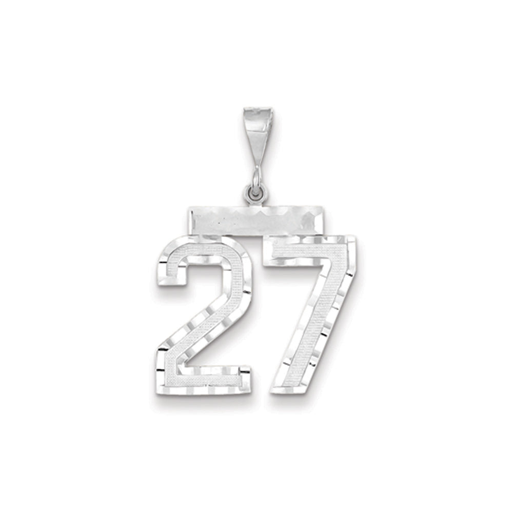 14k White Gold, Varsity Collection, Large D/C Pendant, Number 27, Item P10412-27 by The Black Bow Jewelry Co.