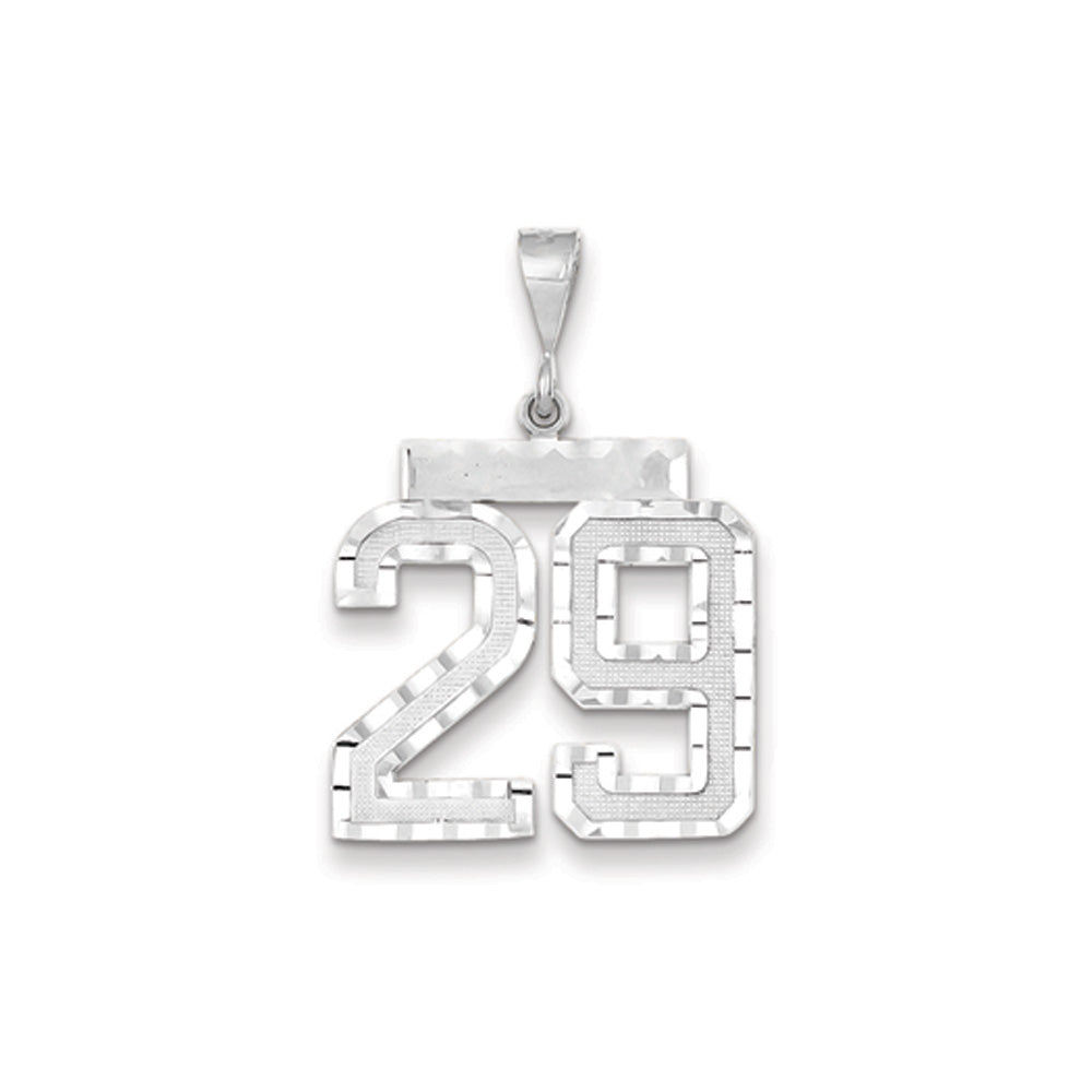 14k White Gold, Varsity Collection, Large D/C Pendant, Number 29, Item P10412-29 by The Black Bow Jewelry Co.