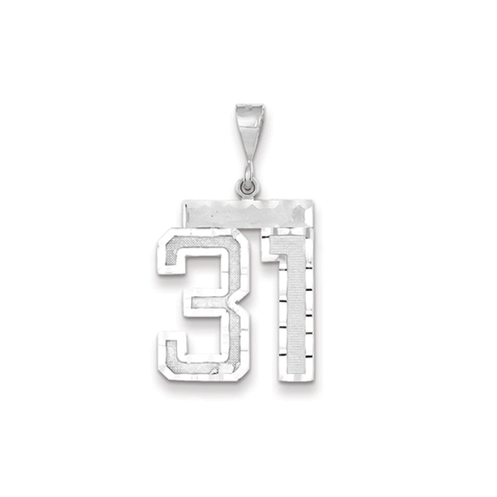 14k White Gold, Varsity Collection, Large D/C Pendant, Number 31, Item P10412-31 by The Black Bow Jewelry Co.