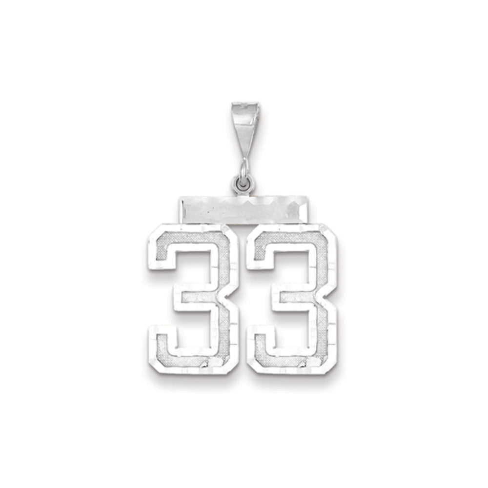 14k White Gold, Varsity Collection, Large D/C Pendant, Number 33, Item P10412-33 by The Black Bow Jewelry Co.