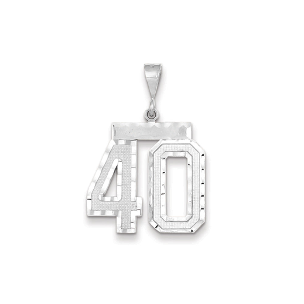 14k White Gold, Varsity Collection, Large D/C Pendant, Number 40, Item P10412-40 by The Black Bow Jewelry Co.