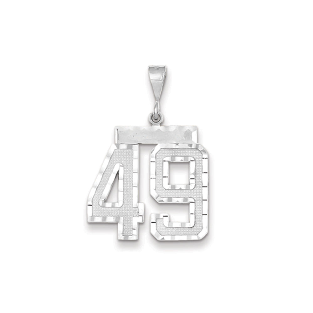 14k White Gold, Varsity Collection, Large D/C Pendant, Number 49, Item P10412-49 by The Black Bow Jewelry Co.