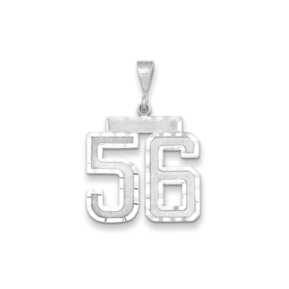 14k White Gold, Varsity Collection, Large D/C Pendant, Number 56, Item P10412-56 by The Black Bow Jewelry Co.