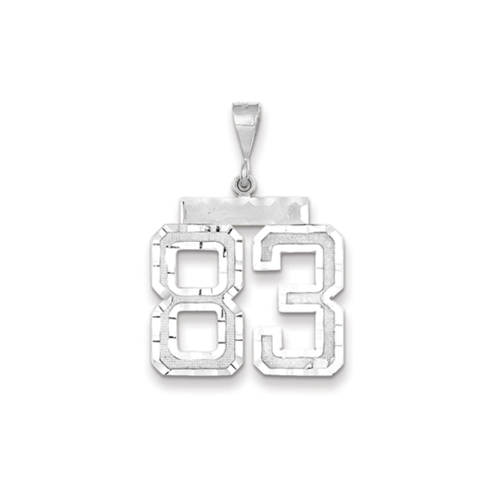 14k White Gold, Varsity Collection, Large D/C Pendant, Number 83, Item P10412-83 by The Black Bow Jewelry Co.