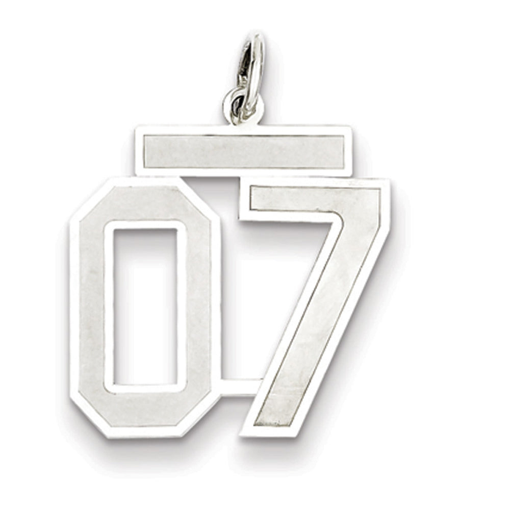 Sterling Silver, Jersey Collection, Medium Number 07 Pendant, Item P10413-07 by The Black Bow Jewelry Co.