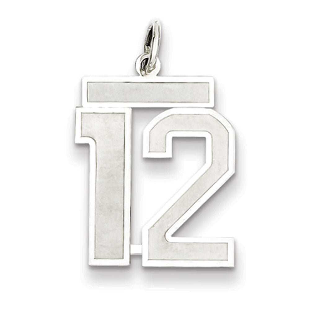 Sterling Silver, Jersey Collection, Medium Number 12 Pendant, Item P10413-12 by The Black Bow Jewelry Co.