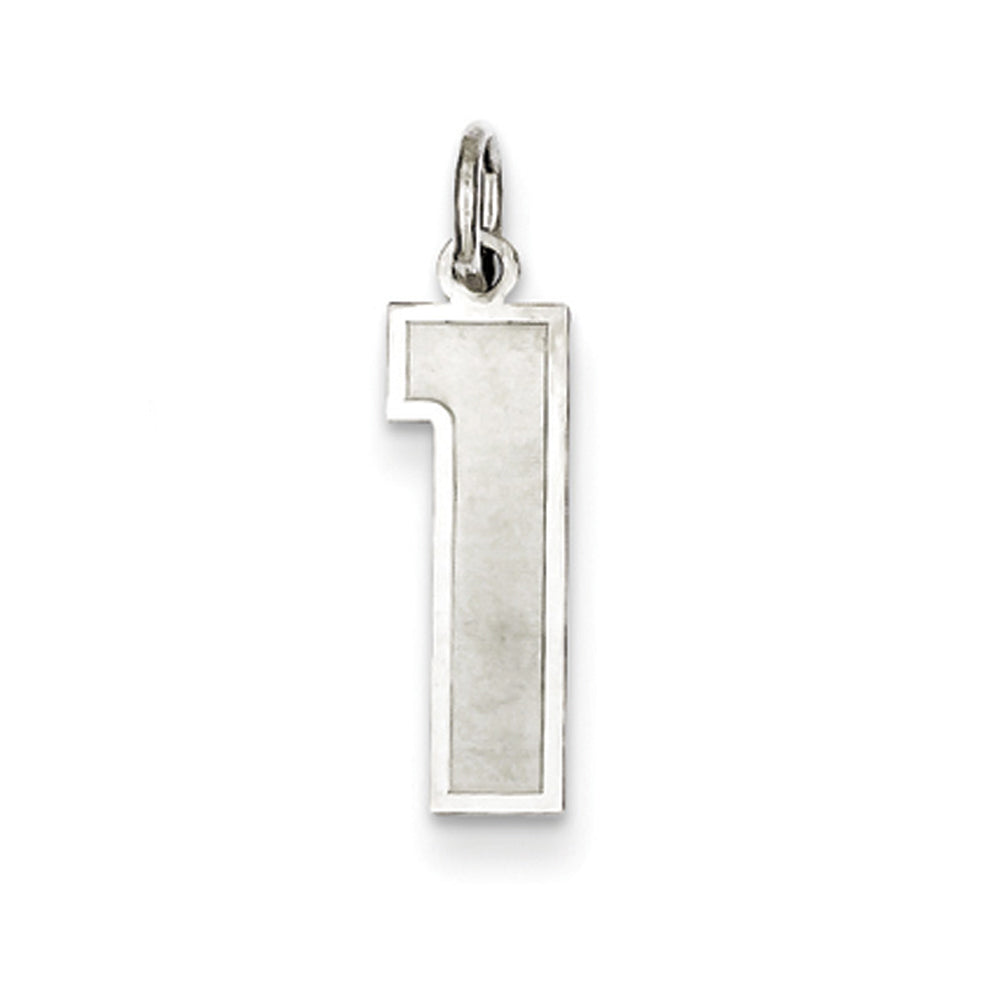 Sterling Silver, Jersey Collection, Medium Number 1 Pendant, Item P10413-1 by The Black Bow Jewelry Co.