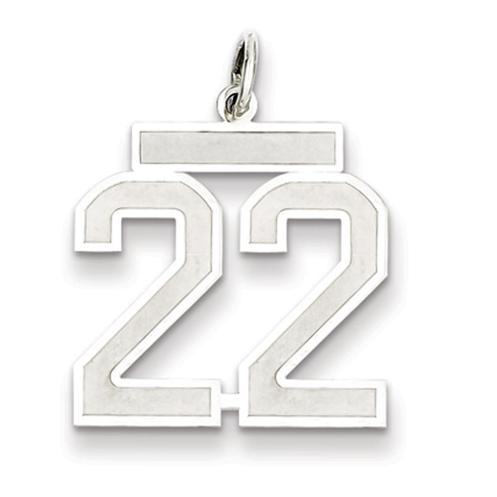 Sterling Silver, Jersey Collection, Medium Number 22 Pendant, Item P10413-22 by The Black Bow Jewelry Co.