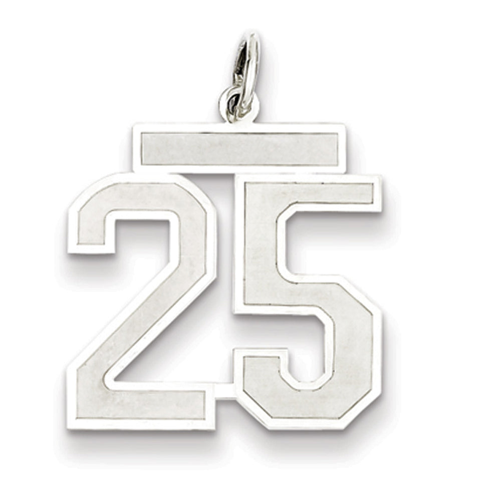 Sterling Silver, Jersey Collection, Medium Number 25 Pendant, Item P10413-25 by The Black Bow Jewelry Co.
