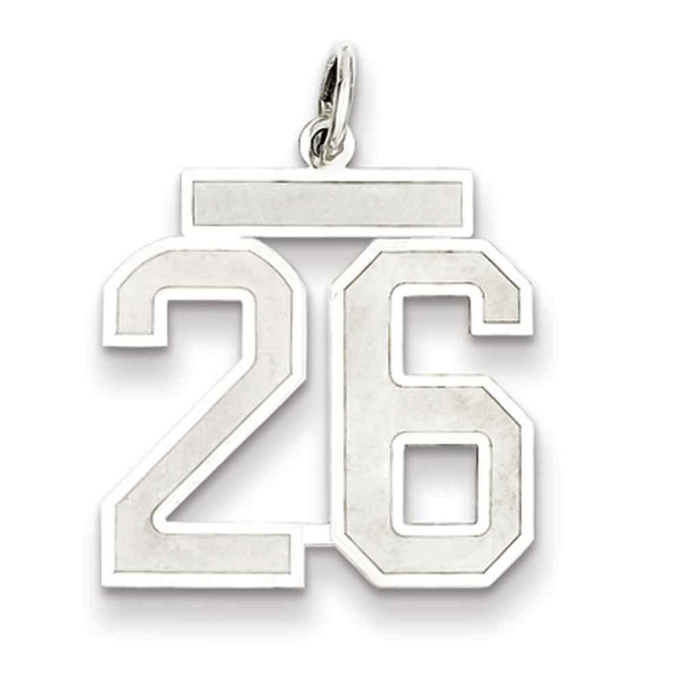 Sterling Silver, Jersey Collection, Medium Number 26 Pendant, Item P10413-26 by The Black Bow Jewelry Co.