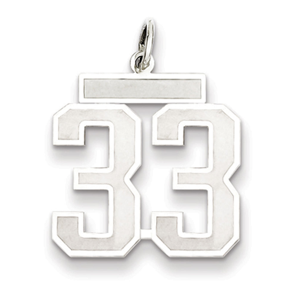 Sterling Silver, Jersey Collection, Medium Number 33 Pendant, Item P10413-33 by The Black Bow Jewelry Co.