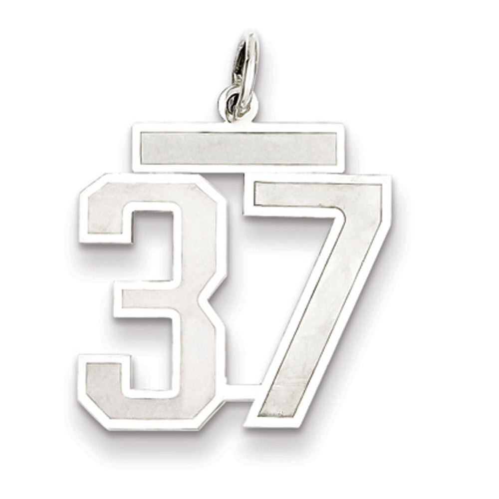 Sterling Silver, Jersey Collection, Medium Number 37 Pendant, Item P10413-37 by The Black Bow Jewelry Co.
