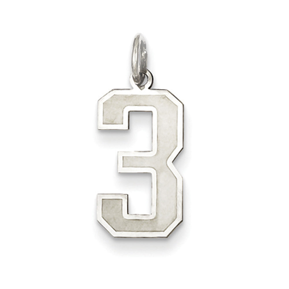 Sterling Silver, Jersey Collection, Medium Number 3 Pendant, Item P10413-3 by The Black Bow Jewelry Co.