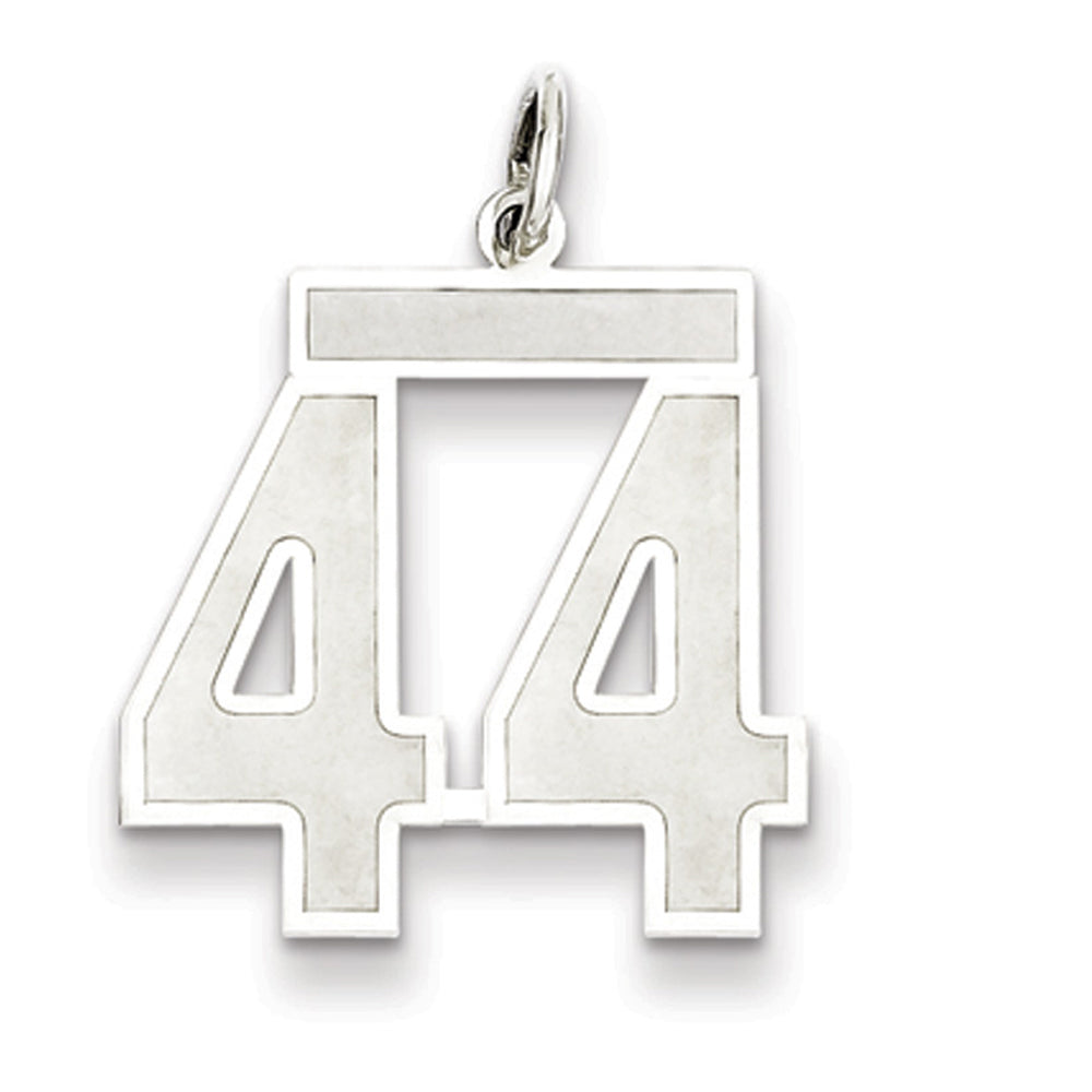 Sterling Silver, Jersey Collection, Medium Number 44 Pendant, Item P10413-44 by The Black Bow Jewelry Co.