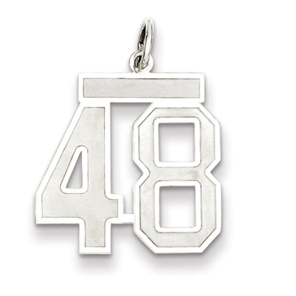 Sterling Silver, Jersey Collection, Medium Number 48 Pendant, Item P10413-48 by The Black Bow Jewelry Co.
