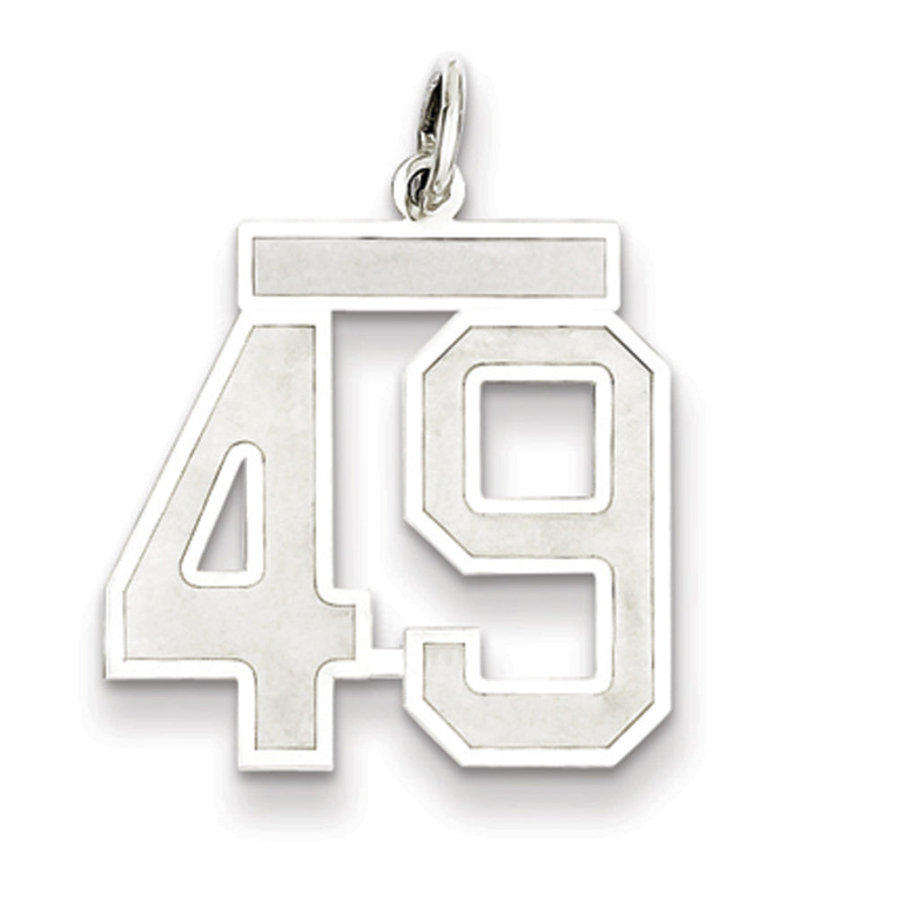Sterling Silver, Jersey Collection, Medium Number 49 Pendant, Item P10413-49 by The Black Bow Jewelry Co.