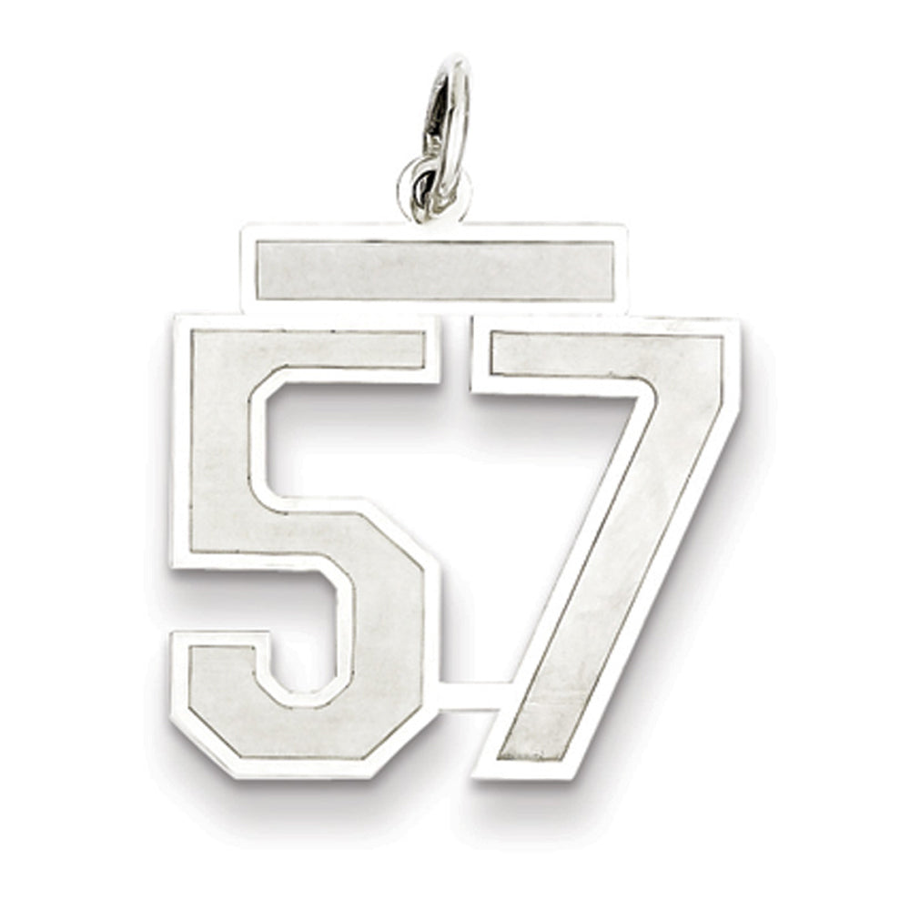 Sterling Silver, Jersey Collection, Medium Number 57 Pendant, Item P10413-57 by The Black Bow Jewelry Co.