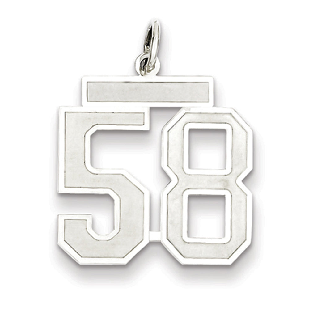 Sterling Silver, Jersey Collection, Medium Number 58 Pendant, Item P10413-58 by The Black Bow Jewelry Co.
