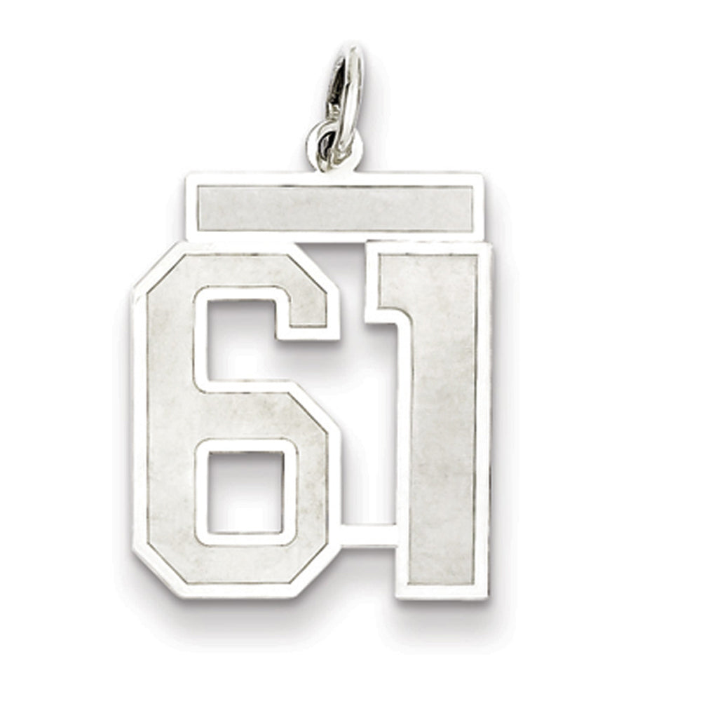 Sterling Silver, Jersey Collection, Medium Number 61 Pendant, Item P10413-61 by The Black Bow Jewelry Co.