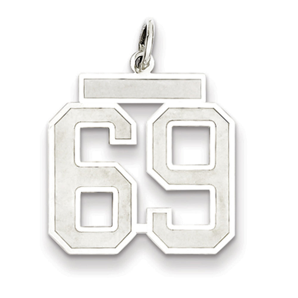 Sterling Silver, Jersey Collection, Medium Number 69 Pendant, Item P10413-69 by The Black Bow Jewelry Co.