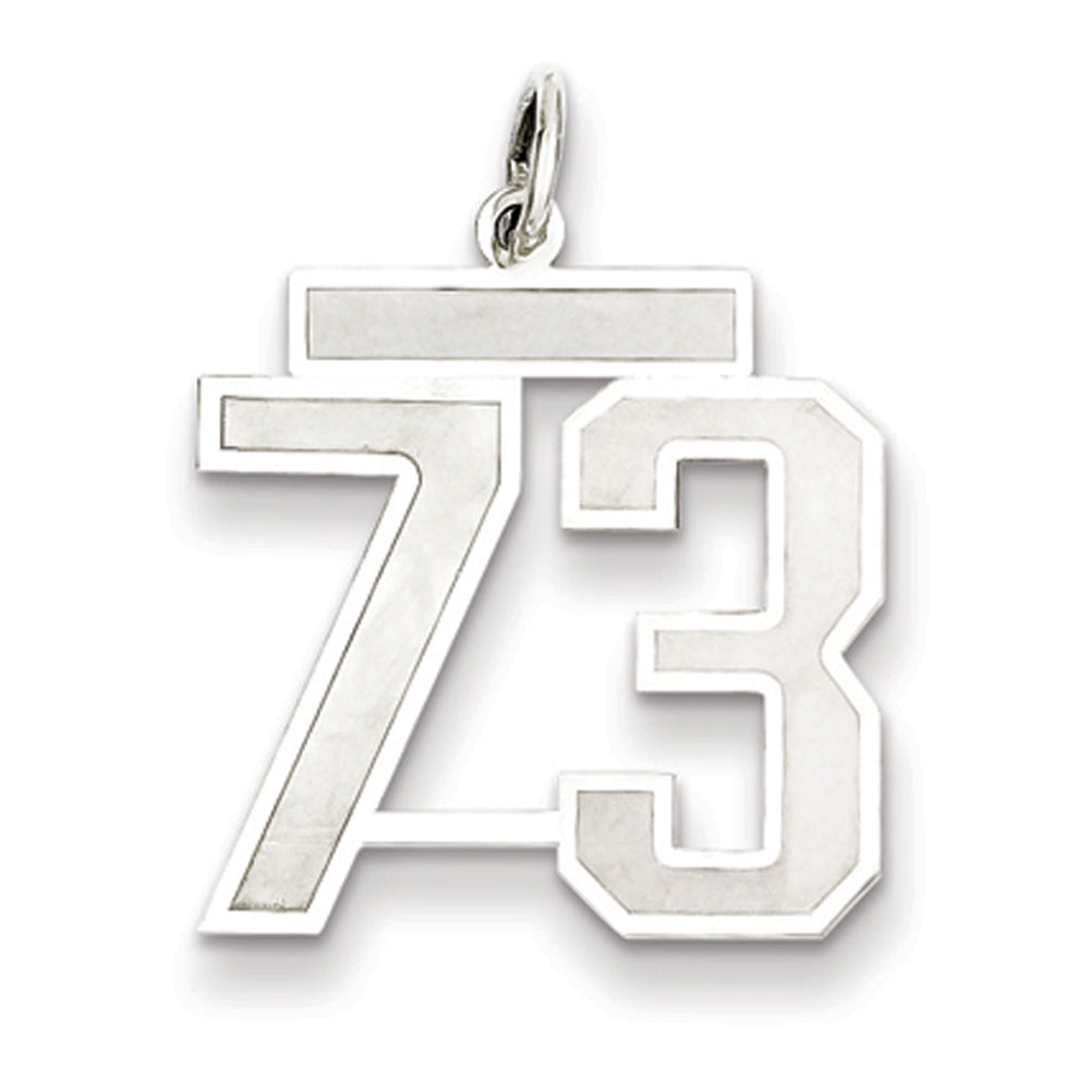 Sterling Silver, Jersey Collection, Medium Number 73 Pendant, Item P10413-73 by The Black Bow Jewelry Co.