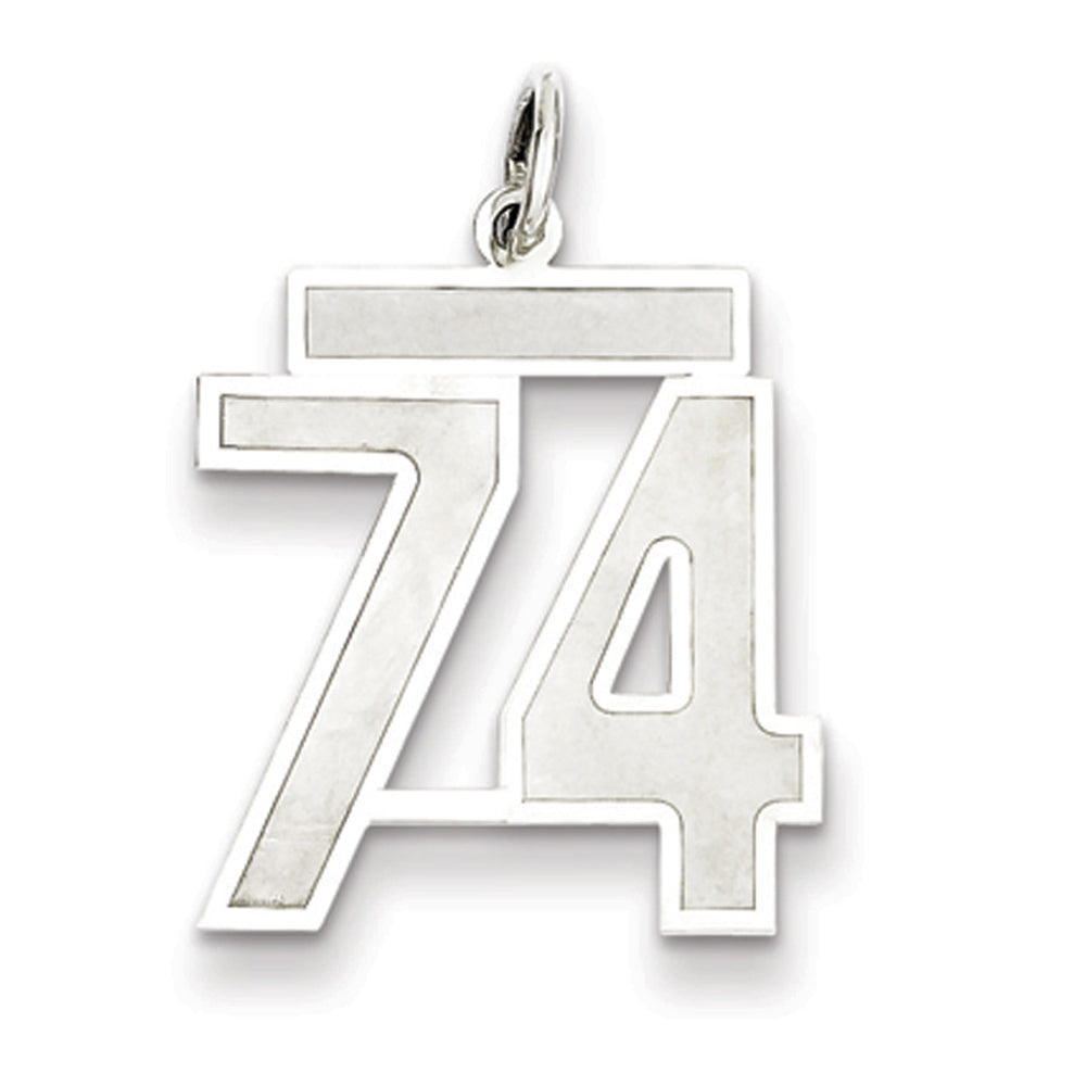 Sterling Silver, Jersey Collection, Medium Number 74 Pendant, Item P10413-74 by The Black Bow Jewelry Co.