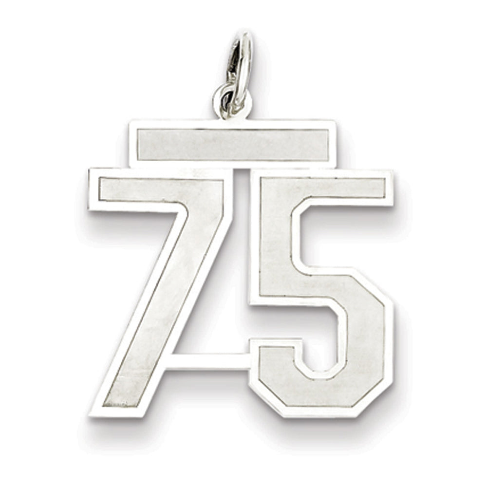 Sterling Silver, Jersey Collection, Medium Number 75 Pendant, Item P10413-75 by The Black Bow Jewelry Co.
