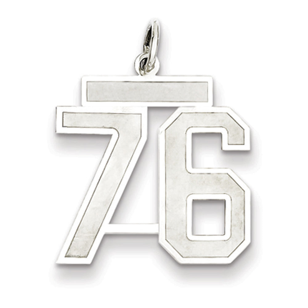 Sterling Silver, Jersey Collection, Medium Number 76 Pendant, Item P10413-76 by The Black Bow Jewelry Co.