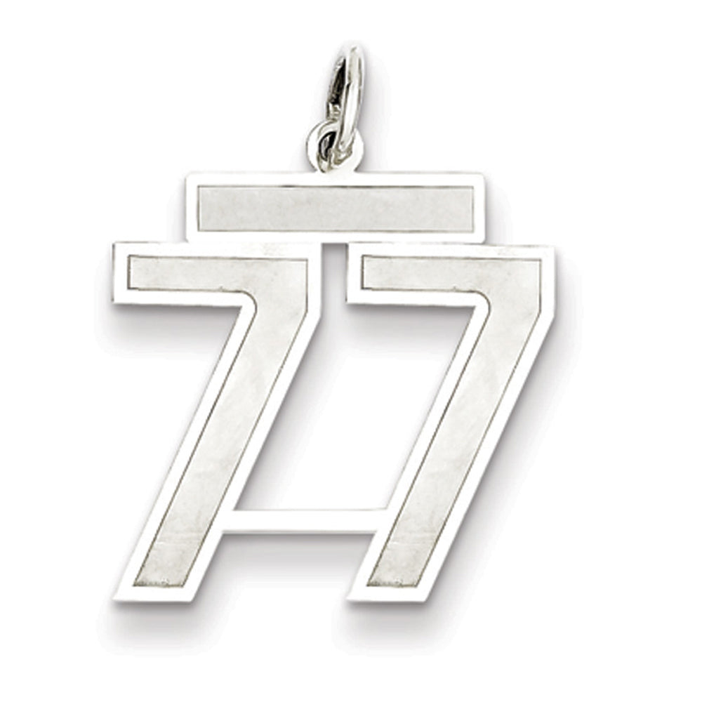 Sterling Silver, Jersey Collection, Medium Number 77 Pendant, Item P10413-77 by The Black Bow Jewelry Co.