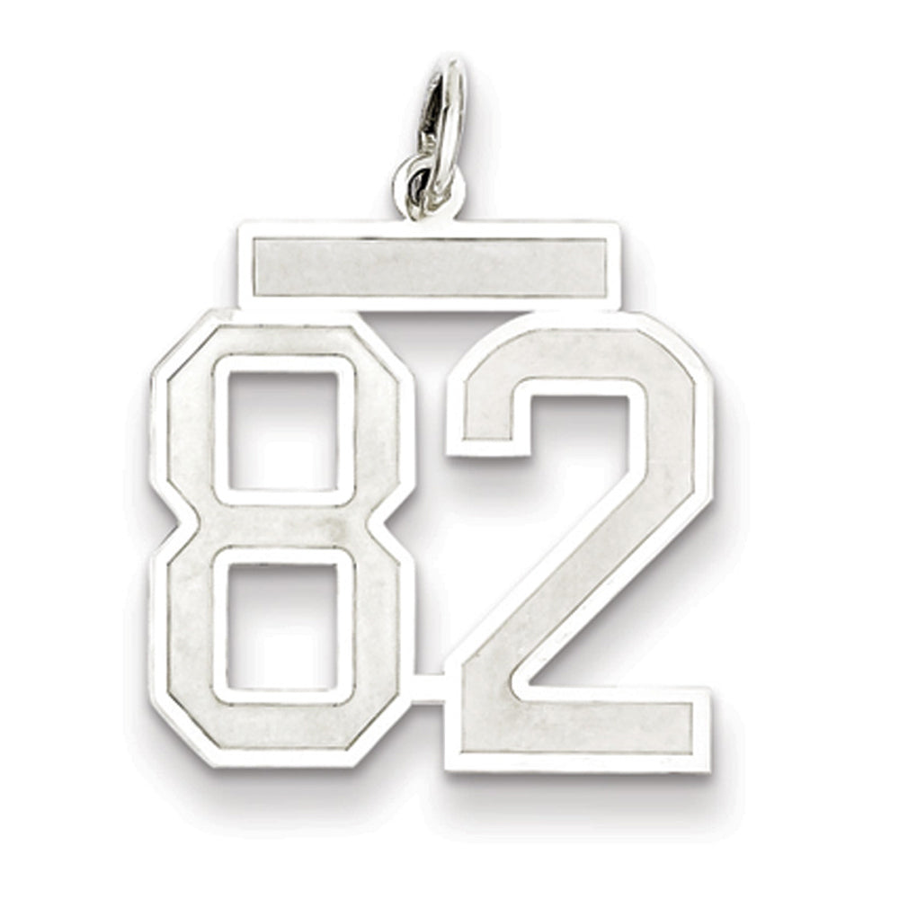 Sterling Silver, Jersey Collection, Medium Number 82 Pendant, Item P10413-82 by The Black Bow Jewelry Co.