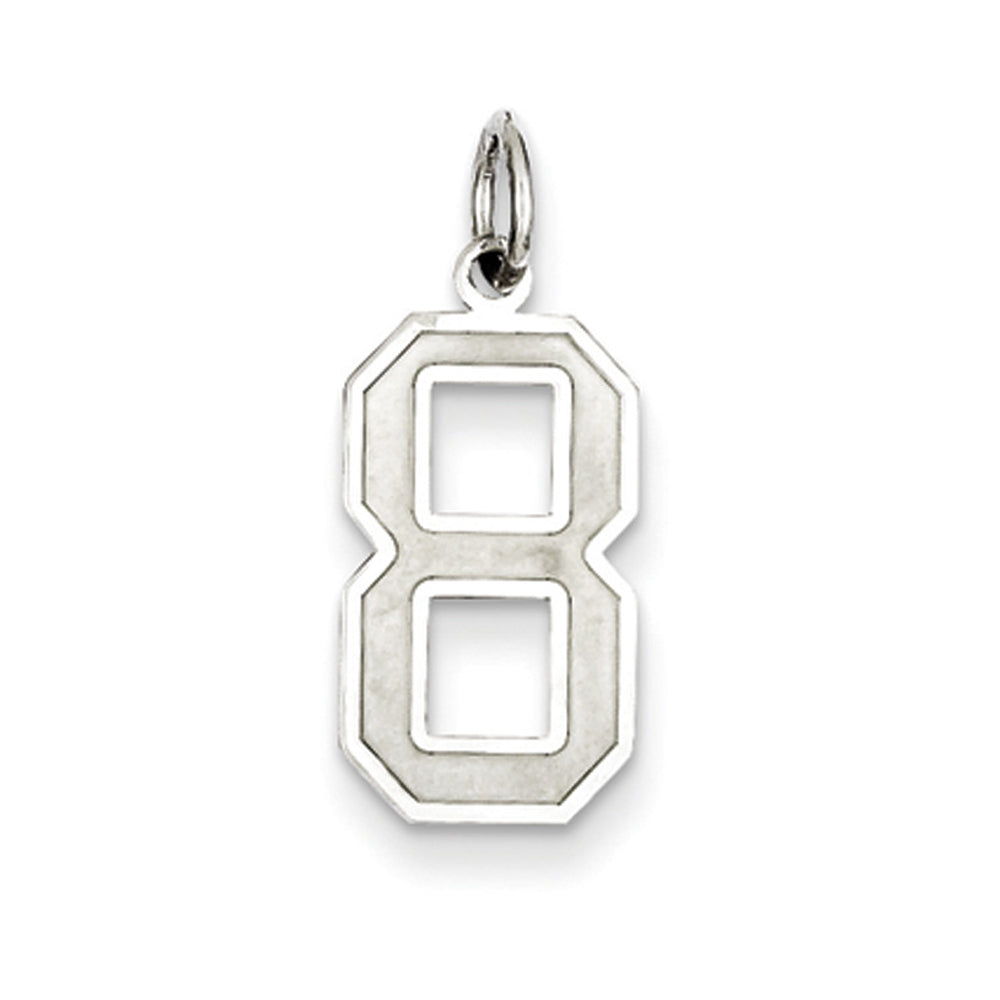 Sterling Silver, Jersey Collection, Medium Number 8 Pendant, Item P10413-8 by The Black Bow Jewelry Co.