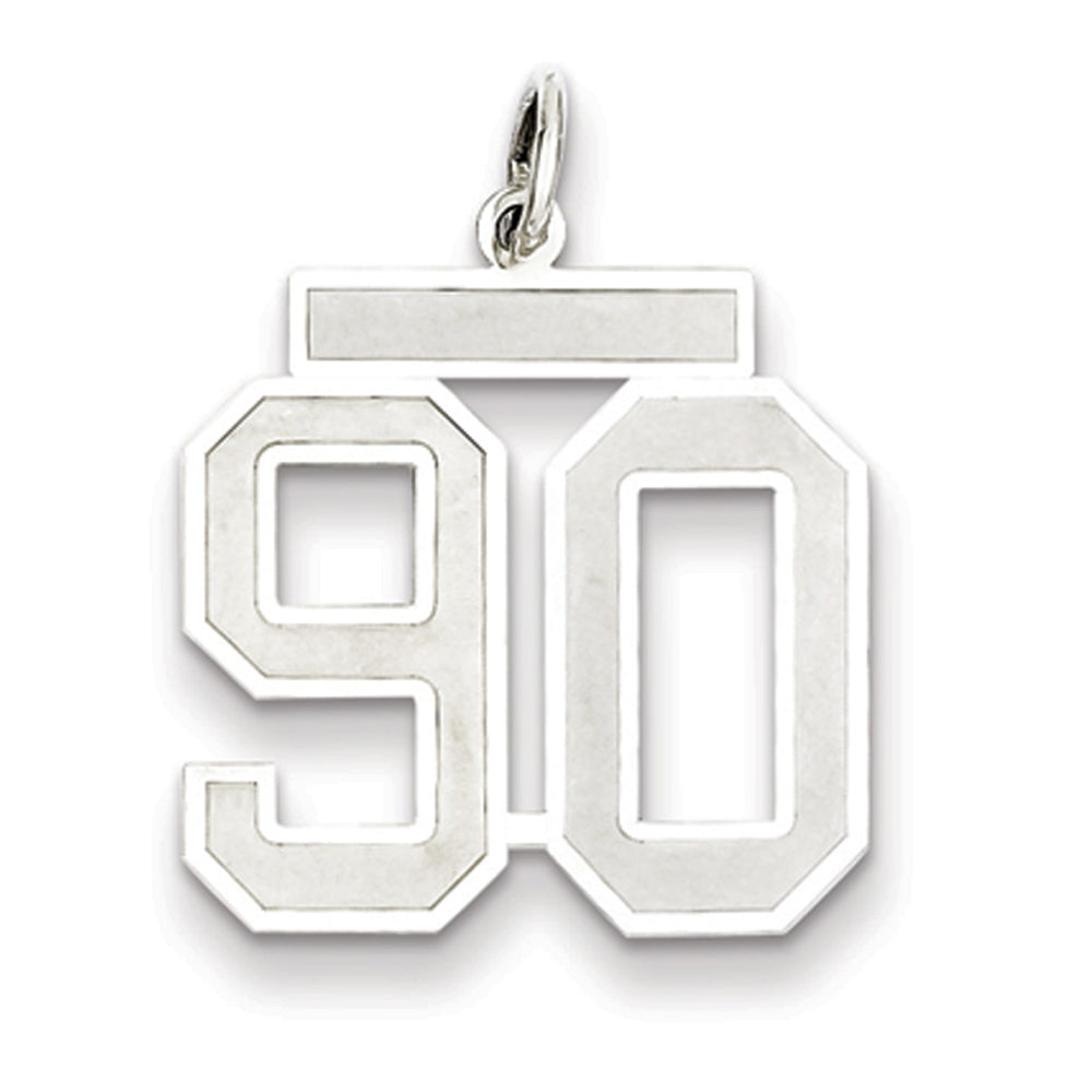Sterling Silver, Jersey Collection, Medium Number 90 Pendant, Item P10413-90 by The Black Bow Jewelry Co.