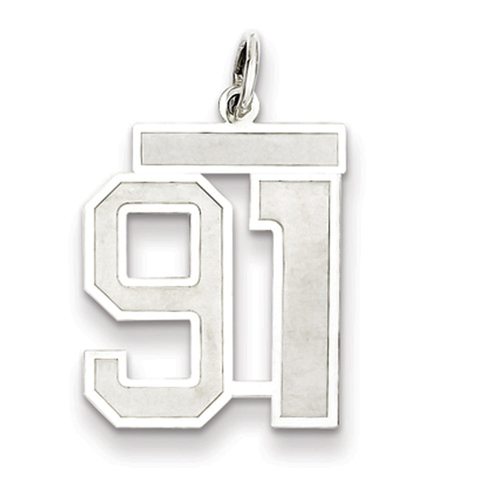 Sterling Silver, Jersey Collection, Medium Number 91 Pendant, Item P10413-91 by The Black Bow Jewelry Co.