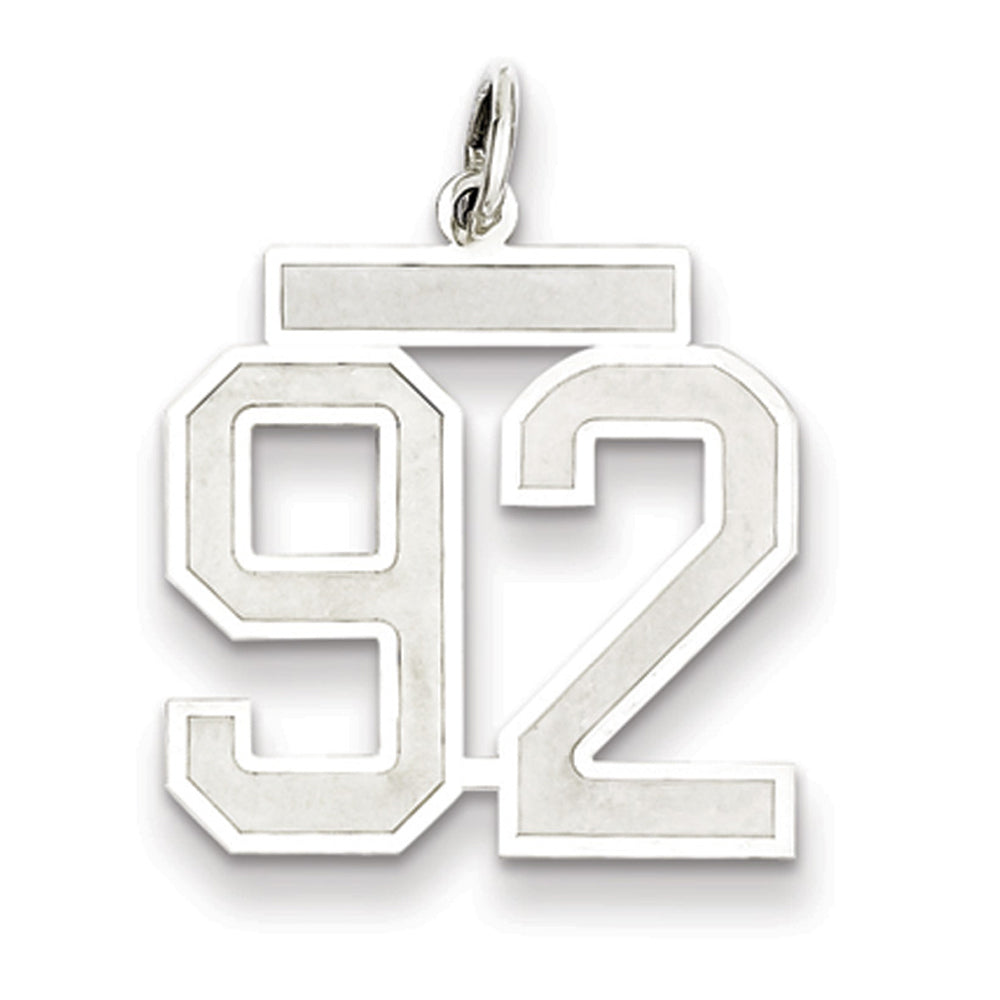 Sterling Silver, Jersey Collection, Medium Number 92 Pendant, Item P10413-92 by The Black Bow Jewelry Co.