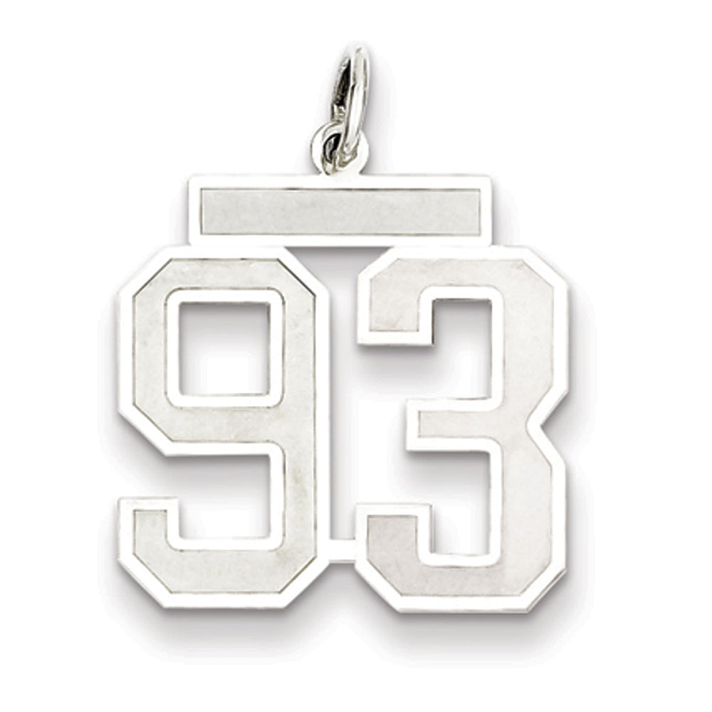 Sterling Silver, Jersey Collection, Medium Number 93 Pendant, Item P10413-93 by The Black Bow Jewelry Co.
