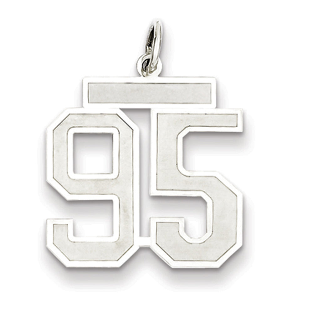 Sterling Silver, Jersey Collection, Medium Number 95 Pendant, Item P10413-95 by The Black Bow Jewelry Co.
