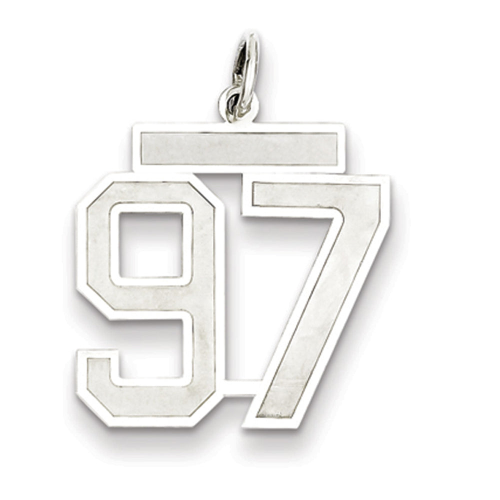 Sterling Silver, Jersey Collection, Medium Number 97 Pendant, Item P10413-97 by The Black Bow Jewelry Co.