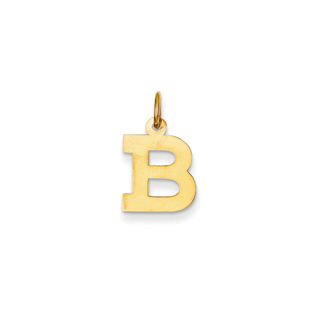 14k Yellow Gold, Amanda Collection, Small Block Initial B Pendant, Item P10415-B by The Black Bow Jewelry Co.